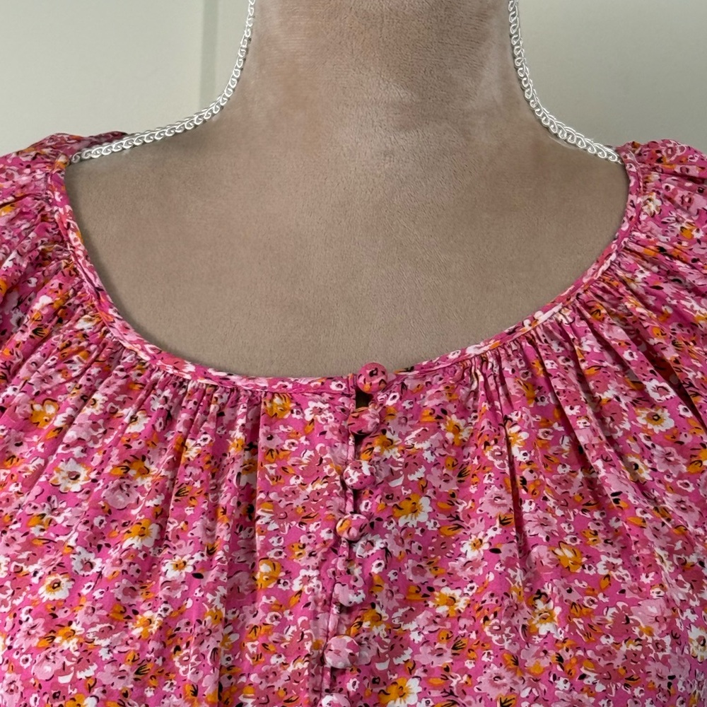 Jones New York Pink Floral Button-Front Blouse
